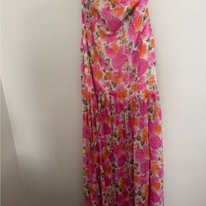 Floral Pink and Orange Women's Dress